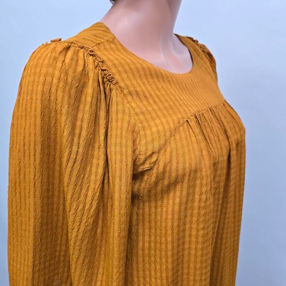 Roller Rabbit Top Blouse XS Oversized 3/4 Bell Sleeve Burnt Orange Tonal Stripe - Picture 3 of 12